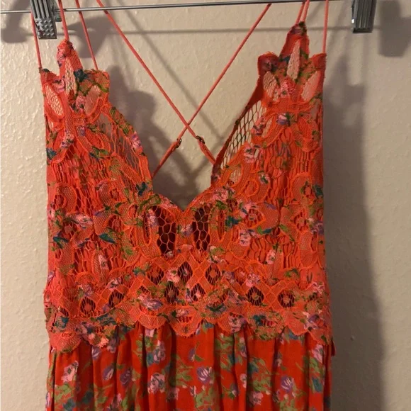 Free People Women's Adella Printed Mini Slip Dress in Red Meadow XS - Picture 5 of 11